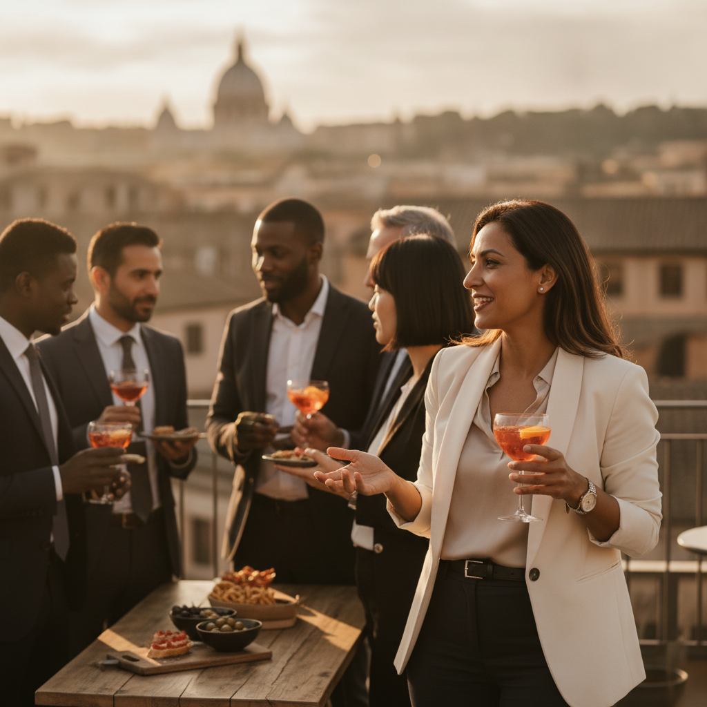 Aperitivo Networking Norms in Rome's Pro Services